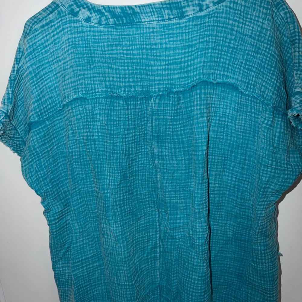 Zenana Teal Textured Women's Blouse - Picture 2 of 2